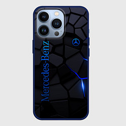 Чехол для iPhone 13 Pro Mercedes - плиты с эффектом свечения, цвет: 3D-тёмно-синий