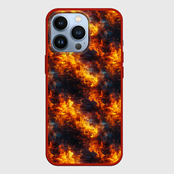Чехол для iPhone 13 Pro Пламя огня паттерн, цвет: 3D-красный