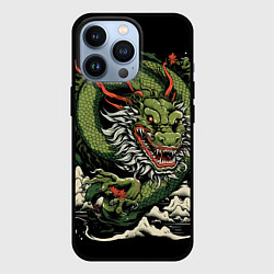 Чехол для iPhone 13 Pro Символ года зеленый дракон, цвет: 3D-черный
