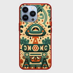 Чехол для iPhone 13 Pro Абстрактный узор в мексиканском фолк-арт стиле, цвет: 3D-красный