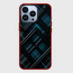 Чехол для iPhone 13 Pro Тёмно-синяя диагональная клетка в шотландском стил, цвет: 3D-красный