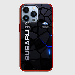 Чехол для iPhone 13 Pro Subaru - плиты с эффектом свечения, цвет: 3D-красный