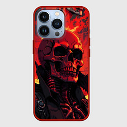 Чехол для iPhone 13 Pro Череп в огне, цвет: 3D-красный