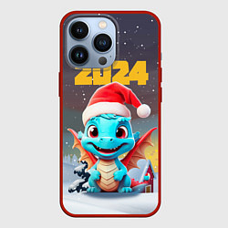 Чехол для iPhone 13 Pro Новогодний праздничный дракончик, цвет: 3D-красный