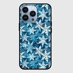 Чехол для iPhone 13 Pro New Years pattern with snowflakes, цвет: 3D-черный