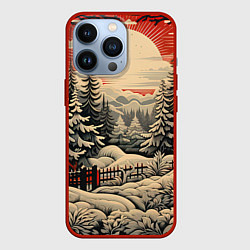 Чехол для iPhone 13 Pro Блеск снежинок новогодний стиль, цвет: 3D-красный