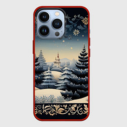 Чехол для iPhone 13 Pro Сияние праздника новогодний орнамент, цвет: 3D-красный