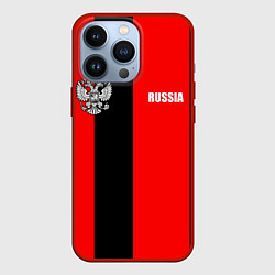 Чехол для iPhone 13 Pro Красный и черный - герб РФ, цвет: 3D-красный