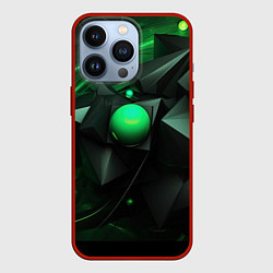 Чехол для iPhone 13 Pro Геометрические формы зелени, цвет: 3D-красный