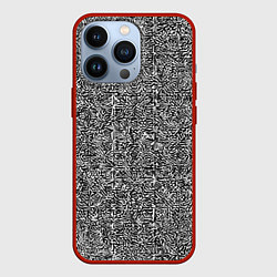 Чехол для iPhone 13 Pro Чёрные и белые узоры, цвет: 3D-красный
