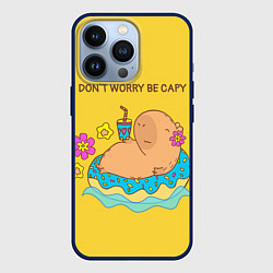 Чехол для iPhone 13 Pro Капибара dont worry be capy, цвет: 3D-тёмно-синий