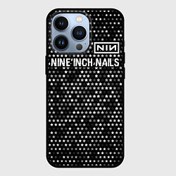 Чехол для iPhone 13 Pro Nine Inch Nails glitch на темном фоне посередине, цвет: 3D-черный