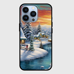 Чехол для iPhone 13 Pro Зимняя маленькая речка, цвет: 3D-черный