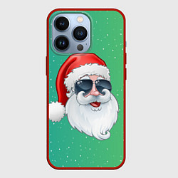 Чехол для iPhone 13 Pro Дед Мороз в очках, цвет: 3D-красный