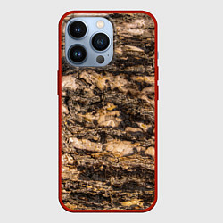 Чехол для iPhone 13 Pro Текстура коры сосны, цвет: 3D-красный