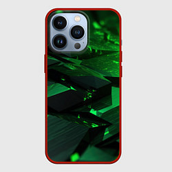 Чехол для iPhone 13 Pro Зеленые плитки, цвет: 3D-красный