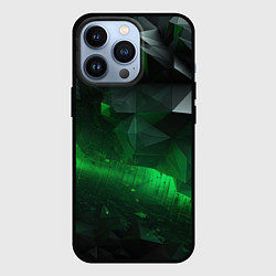 Чехол для iPhone 13 Pro Трехмерность зеленой фигуры, цвет: 3D-черный