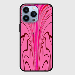 Чехол для iPhone 13 Pro Плавные линии на розовом фоне, цвет: 3D-черный