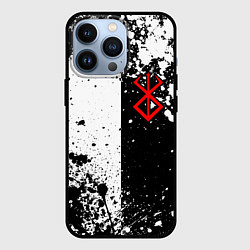 Чехол для iPhone 13 Pro Берсерк знак жертвы - черно-белые брызги, цвет: 3D-черный