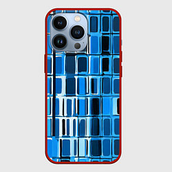 Чехол для iPhone 13 Pro Синие прямоугольники, цвет: 3D-красный