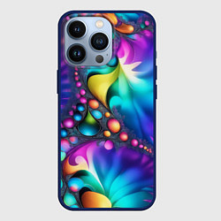 Чехол для iPhone 13 Pro Розово синий фрактал, цвет: 3D-тёмно-синий