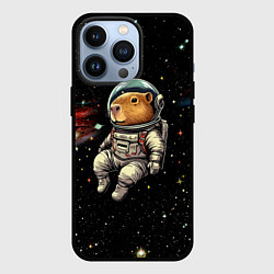 Чехол для iPhone 13 Pro Капибара бравый космонавт - фантазия, цвет: 3D-черный