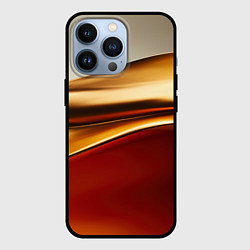 Чехол для iPhone 13 Pro Бежевые и золотистые волны, цвет: 3D-черный