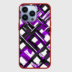 Чехол для iPhone 13 Pro Фиолетовые и чёрные мазки, цвет: 3D-красный