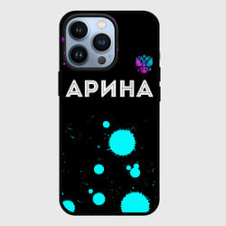 Чехол для iPhone 13 Pro Арина и неоновый герб России посередине, цвет: 3D-черный