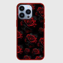 Чехол для iPhone 13 Pro Красные розы цветы, цвет: 3D-красный