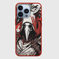 Чехол для iPhone 13 Pro Чумные доктора и птица, цвет: 3D-красный