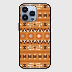 Чехол iPhone 13 Pro Brown tribal geometric
