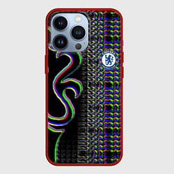 Чехол для iPhone 13 Pro Chelsea fc glitch, цвет: 3D-красный