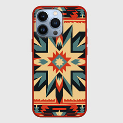 Чехол для iPhone 13 Pro Орнамент в стиле американских индейцев, цвет: 3D-красный
