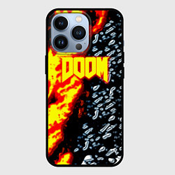 Чехол для iPhone 13 Pro Doom огненное лого, цвет: 3D-черный