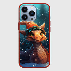 Чехол для iPhone 13 Pro Дракон под снегом, цвет: 3D-красный