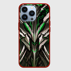 Чехол для iPhone 13 Pro Зелёная кибер броня модерн, цвет: 3D-красный