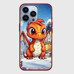 Чехол для iPhone 13 Pro Милый дракон оранжевого цвета, цвет: 3D-красный