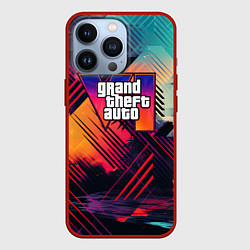 Чехол для iPhone 13 Pro GTA 6 аbstract logo, цвет: 3D-красный