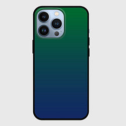 Чехол для iPhone 13 Pro Темно-зеленый и синий градиент, цвет: 3D-черный