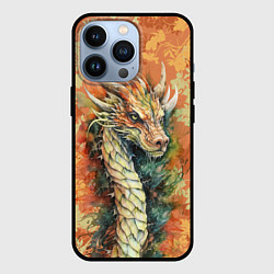 Чехол для iPhone 13 Pro Зеленый древесный дракон с листьями, цвет: 3D-черный