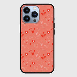 Чехол для iPhone 13 Pro Love heart message pattern, цвет: 3D-черный