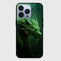 Чехол для iPhone 13 Pro Яркий зеленый дракон, цвет: 3D-черный