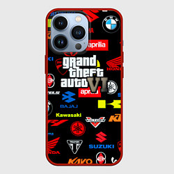 Чехол для iPhone 13 Pro GTA6 автобренды, цвет: 3D-красный