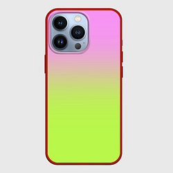 Чехол для iPhone 13 Pro Розовый и ярко-зеленый градиент, цвет: 3D-красный