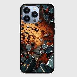 Чехол для iPhone 13 Pro Летящие камни и взрыв, цвет: 3D-черный