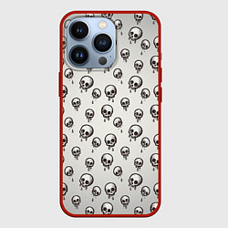 Чехол для iPhone 13 Pro Мультяшные черепки абстрактный паттерн, цвет: 3D-красный