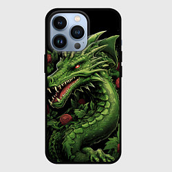 Чехол для iPhone 13 Pro Зеленый яркий неоновый дракон символ 2024 года, цвет: 3D-черный
