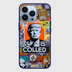 Чехол для iPhone 13 Pro Donald Trump - american сollage, цвет: 3D-тёмно-синий