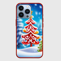Чехол для iPhone 13 Pro Сказочные ёлки, цвет: 3D-красный